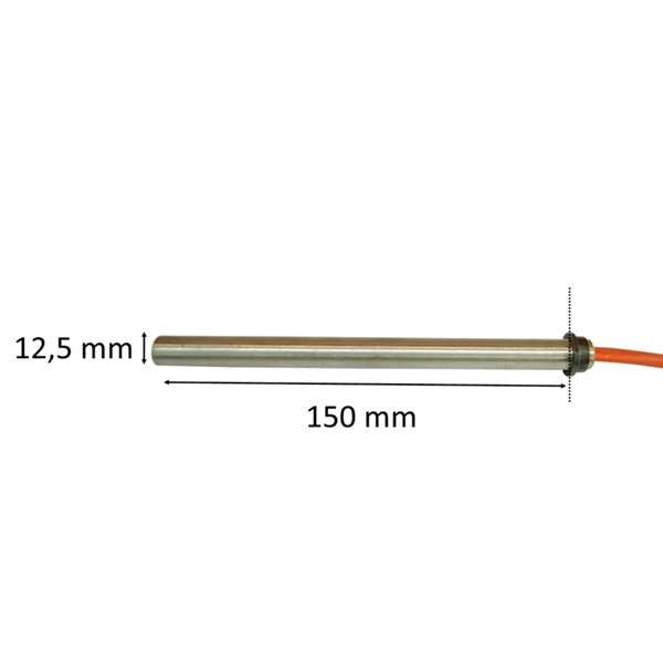 Gloeibougie met flens voor pelletkachel: 12,5 mm x 150 mm 350 Watt